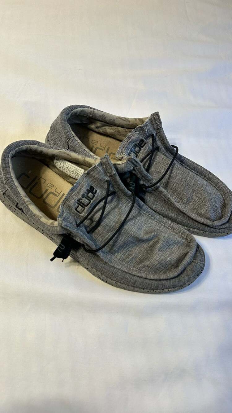 Hey Dude Wally L Stretch Size 9 Steel Gray Shoes